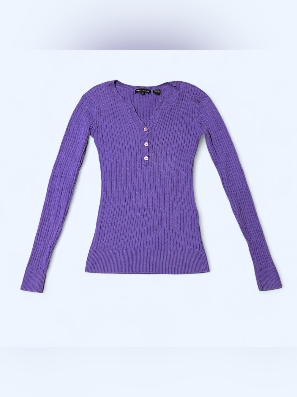 Y2K Purple Knit Henley Top by Jeanne Pierre!